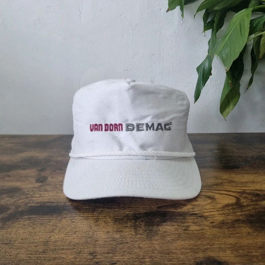 Vintage American Trucker Hat Snapback cap one size adjustable white van dorn demac