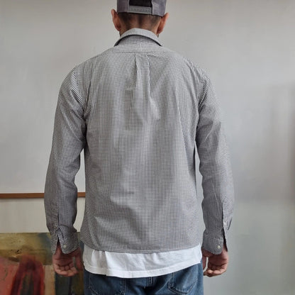 Vintage Ralph Lauren Boxy Fit Cropped Shirt Long Sleeve small checked Black Button Up Skater Y2K