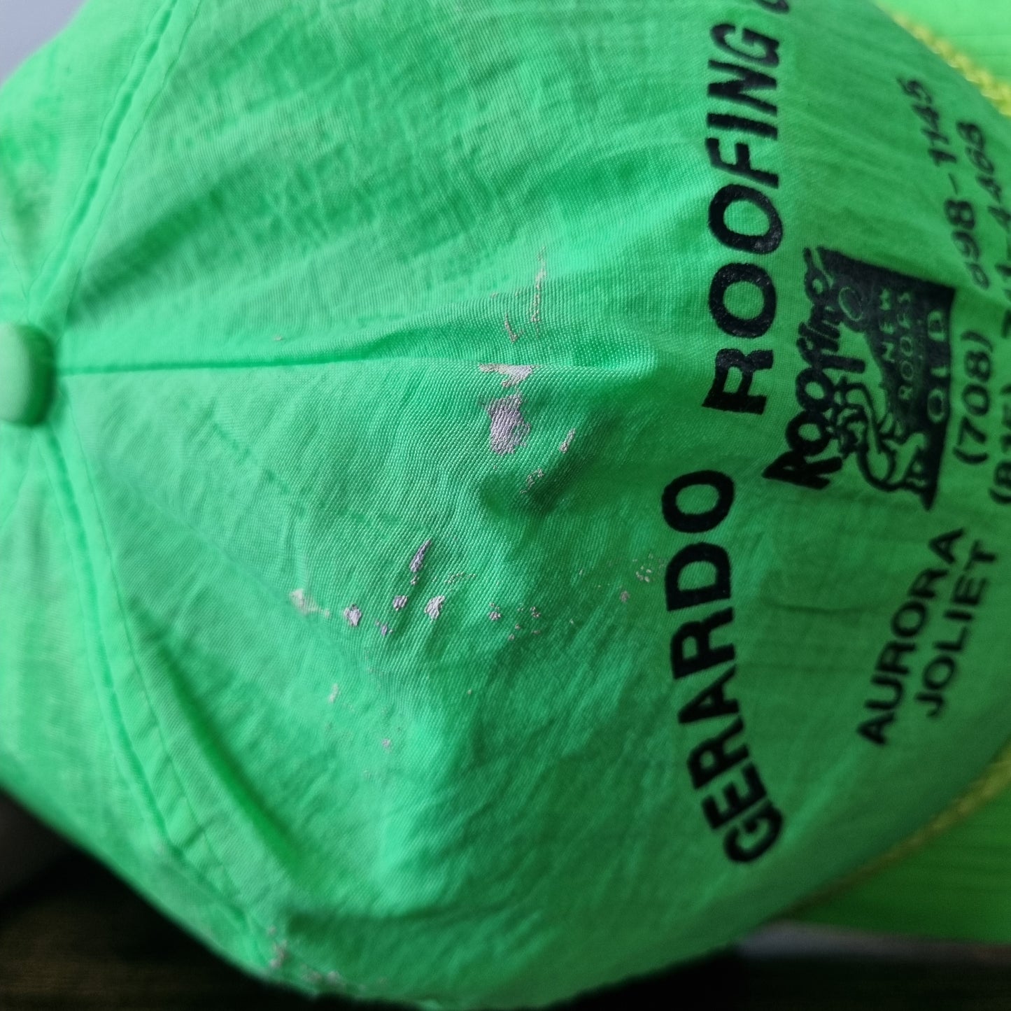 Vintage American Trucker Hat Snapback cap one size adjustable neon green roofing
