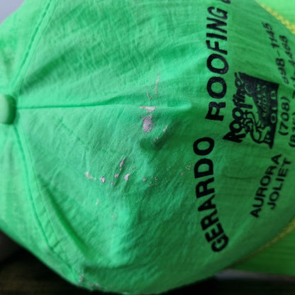 Vintage American Trucker Hat Snapback cap one size adjustable neon green roofing