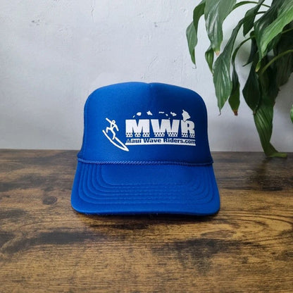 Vintage American Trucker Hat Snapback cap one size adjustable blue maui wave rider surf
