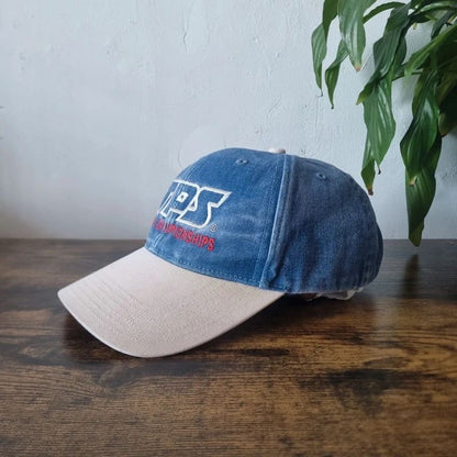 Vintage American baseball Hat Snapback cap one size adjustable faded blue cream TPS championship