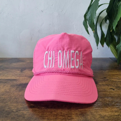 Vintage American Trucker Hat Snapback cap one size adjustable neon pink chi omega festival