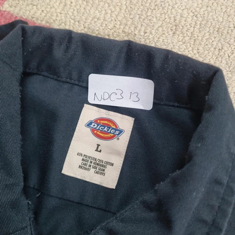 Vintage Dickies Boxy Fit Cropped Shirt long Sleeve large plain Black Button Up NY