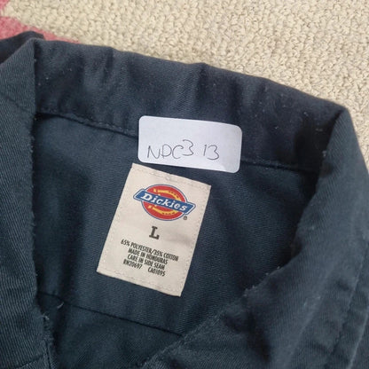 Vintage Dickies Boxy Fit Cropped Shirt long Sleeve large plain Black Button Up NY