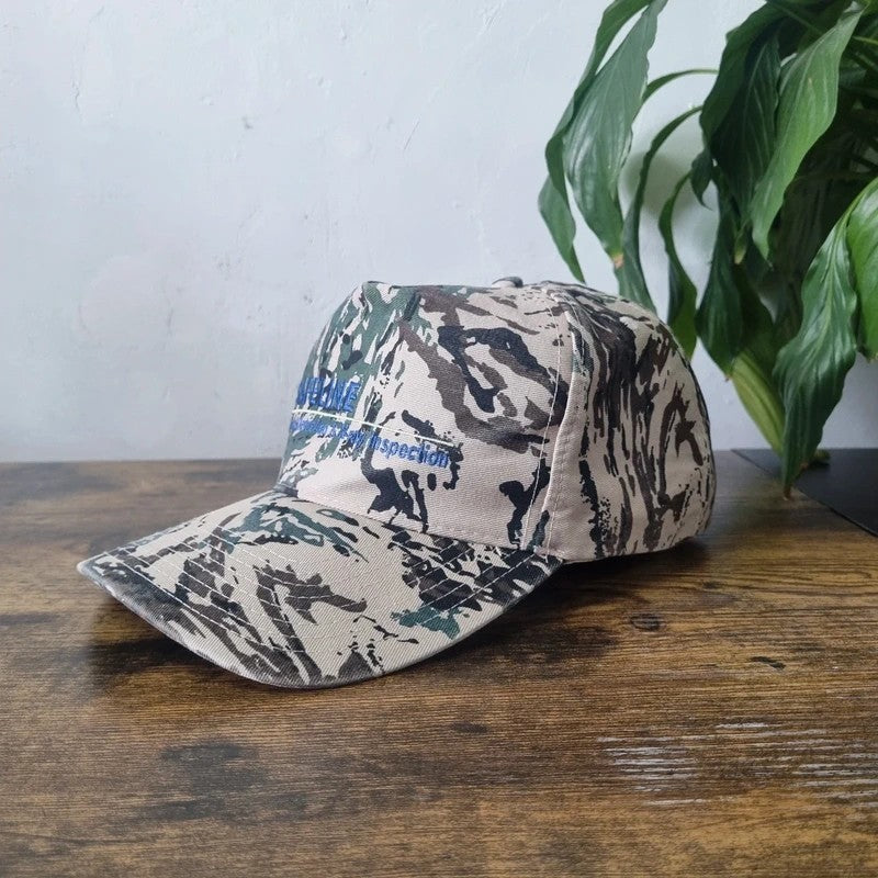 Vintage American Trucker Hat Snapback cap one size adjustable beige khaki camo safeline