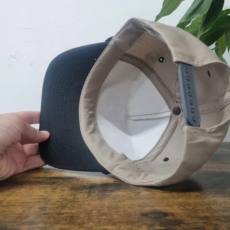 Vintage American Baseball Hat Snapback cap one size adjustable beige black industrial process system