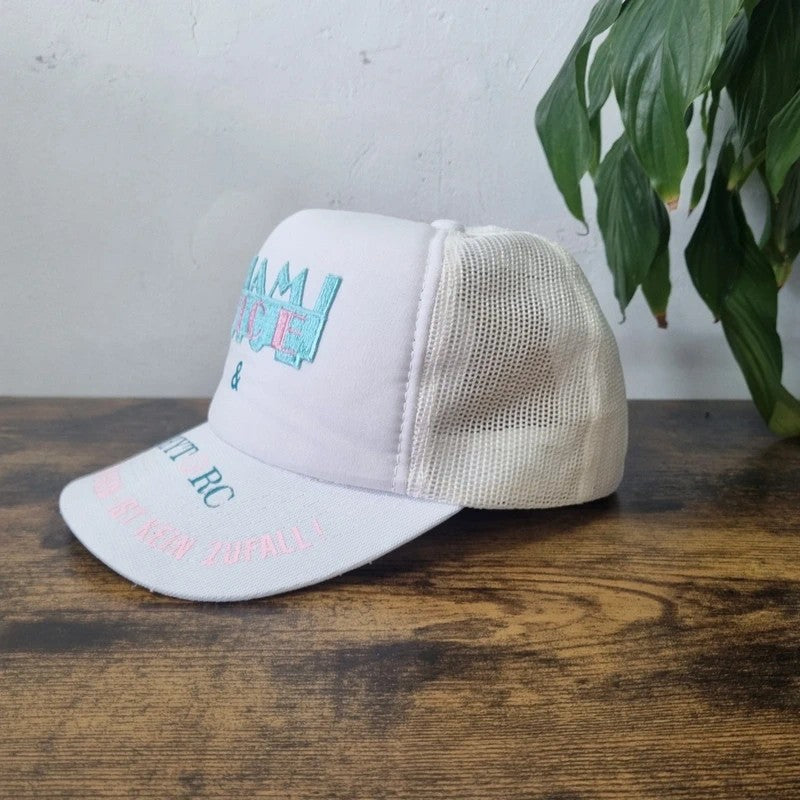 Vintage American Trucker Hat Snapback cap one size adjustable miami vice white