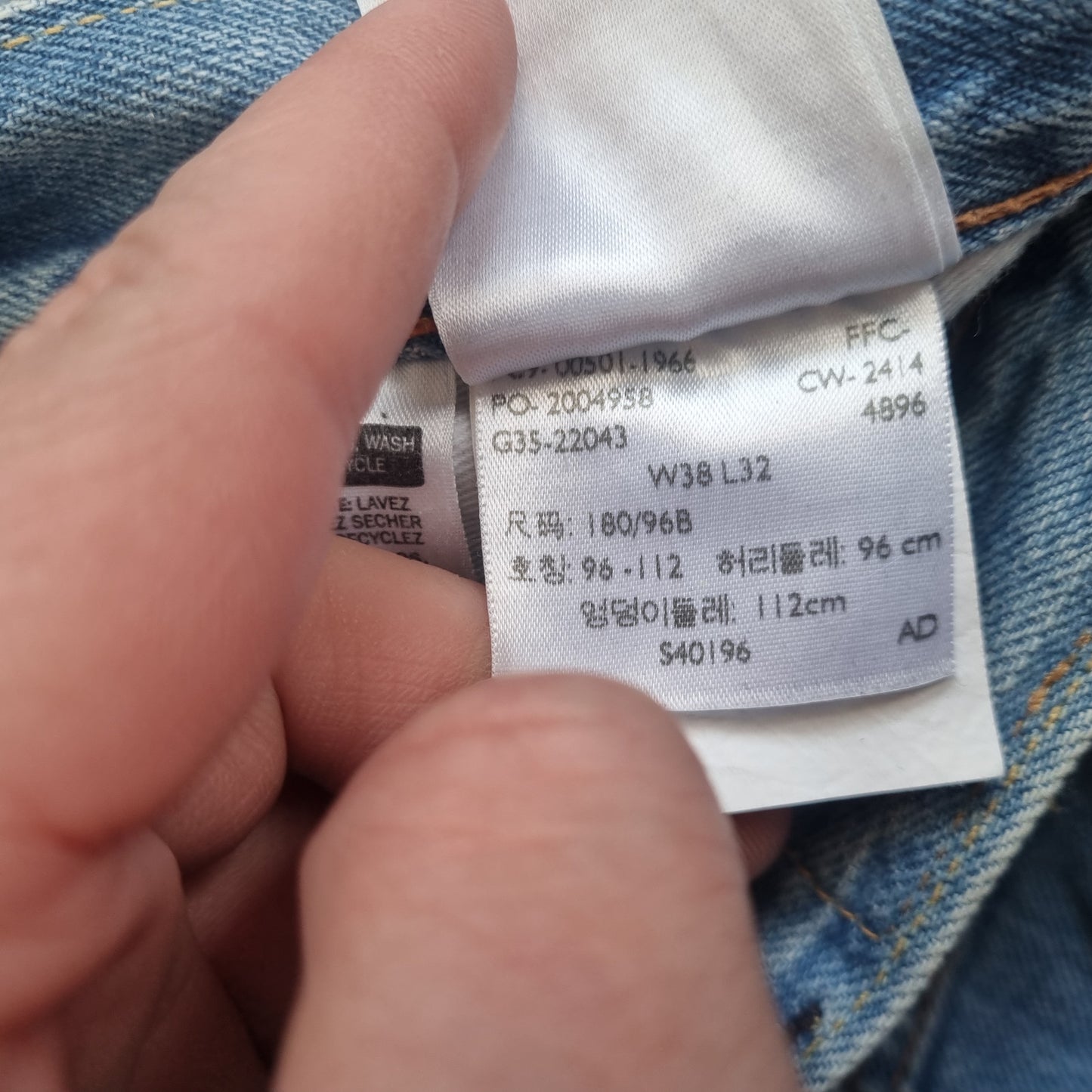 Levi's 501 Jeans Straight Leg Button Fly Red Tab Stonewash Size W38 L30 Blue