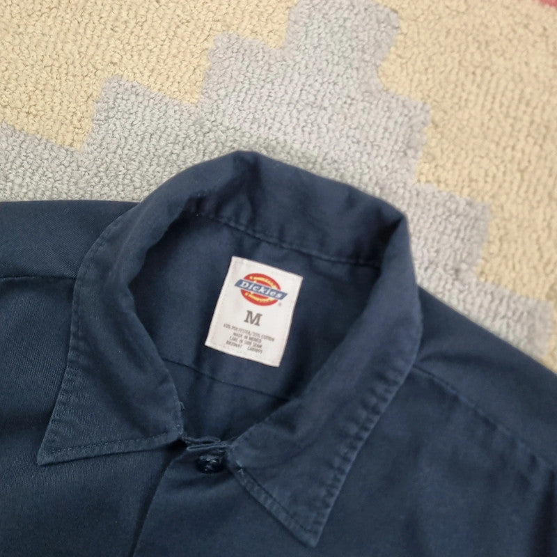 Vintage Dickies Boxy Fit Cropped Shirt Short Sleeve Medium navy navy Button Up Skater Y2K Surf