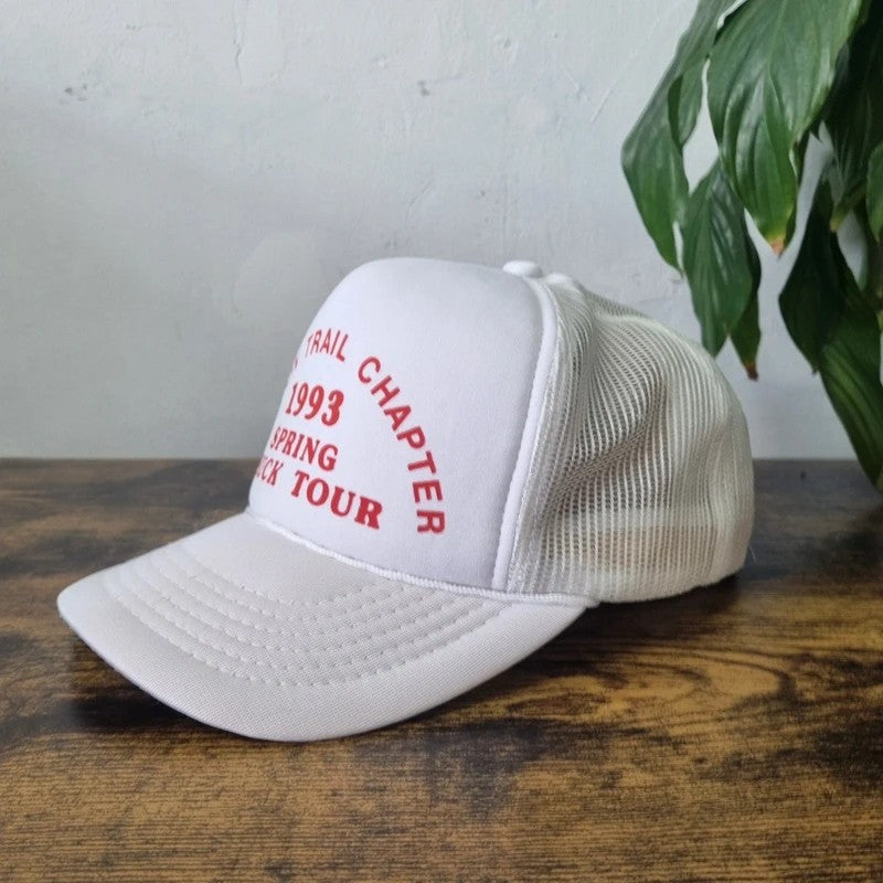 Vintage American Trucker Hat Snapback cap one size adjustable white truck tour 93