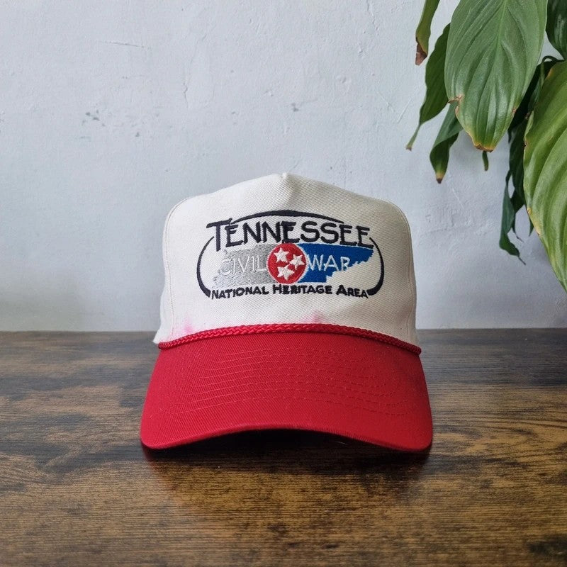 Vintage American Baseball Hat Snapback cap one size adjustable cream red tennessee