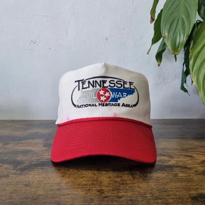 Vintage American Baseball Hat Snapback cap one size adjustable cream red tennessee