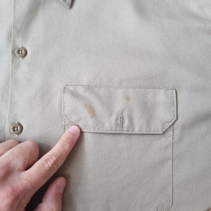 Vintage Dickies Boxy Fit Cropped Shirt Long Sleeve XL plain Beige Button Up Skater Y2K Surf