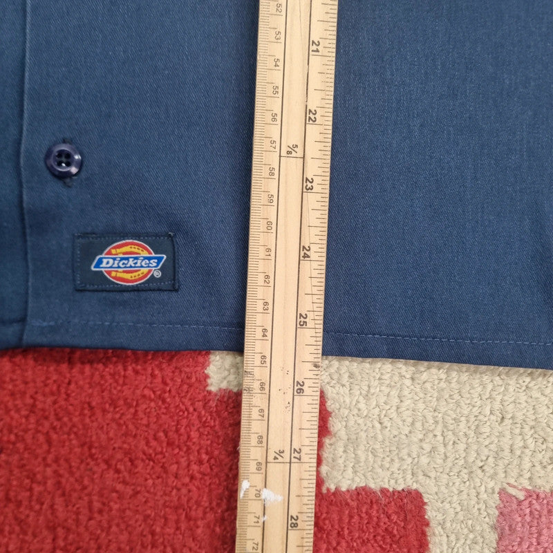 Vintage Dickies Boxy Fit Cropped Shirt Short Sleeve large plain Black Button Up Skater Y2K Surf