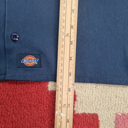 Vintage Dickies Boxy Fit Cropped Shirt Short Sleeve large plain Black Button Up Skater Y2K Surf