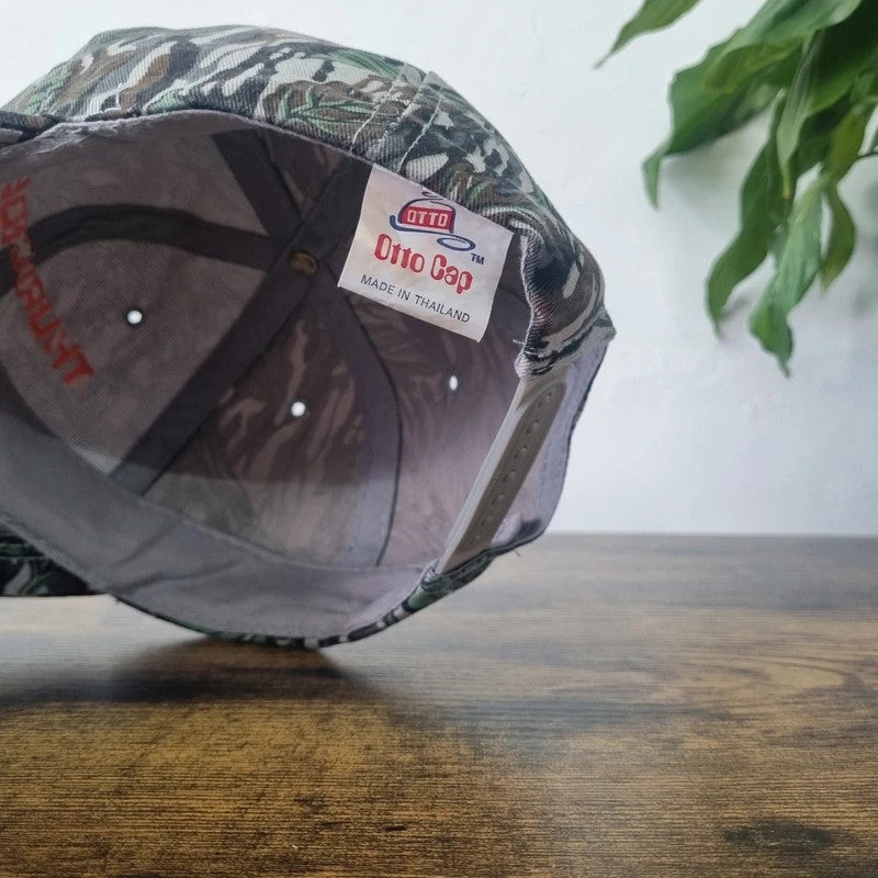 Vintage American Baseball Hat Snapback cap one size adjustable camo green brown thuricide