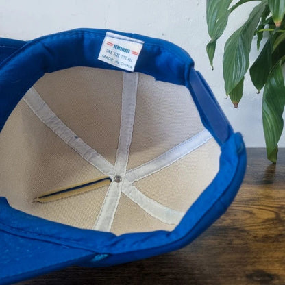 Vintage American Trucker Hat Snapback cap one size adjustable blue medley electric