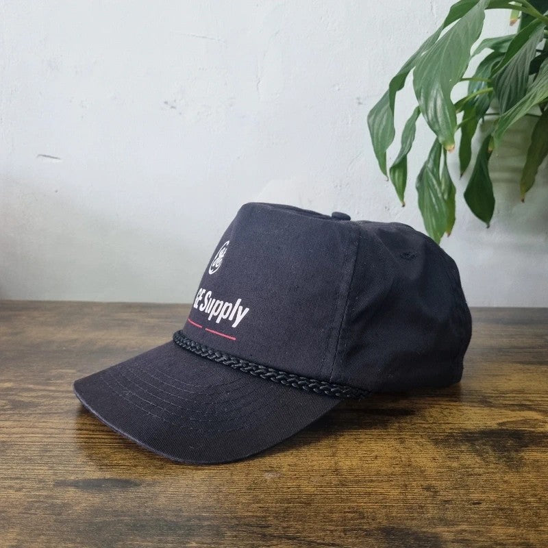 Vintage American Trucker Hat Snapback cap one size adjustable faded black GE supply