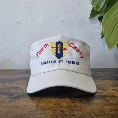 Vintage American Trucker Hat Snapback cap one size adjustable white fourth cavalry