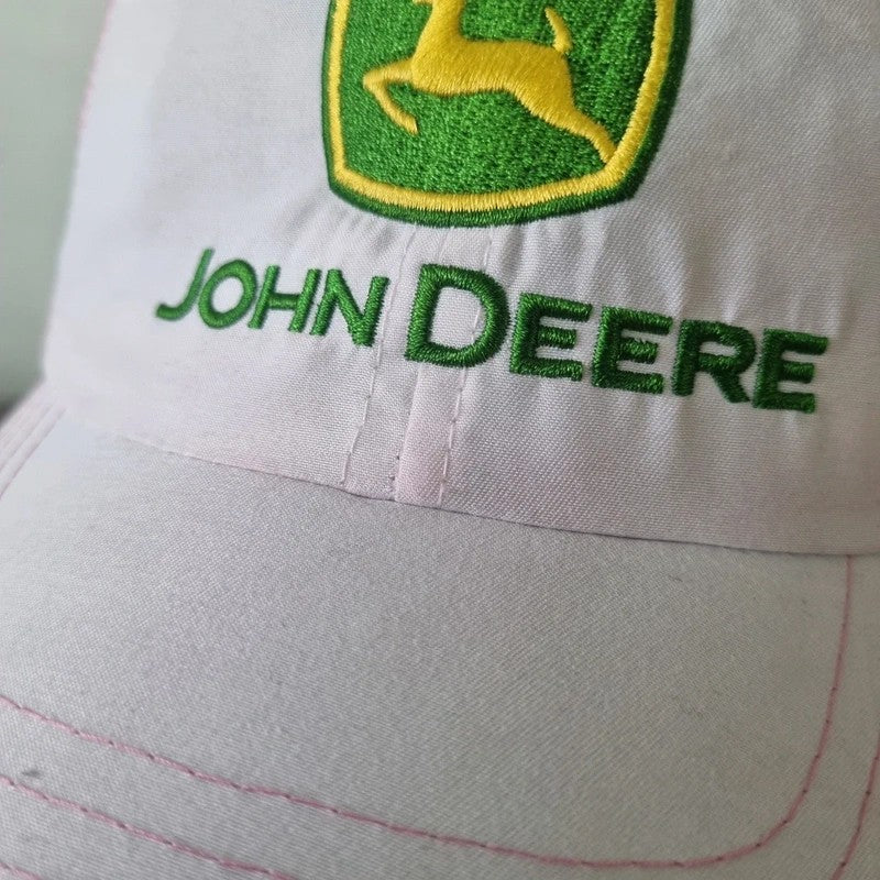 Vintage John deere Baseball Hat Snapback cap one size adjustable pink white