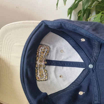 Vintage American Baseball Hat Snapback cap one size adjustable navy beige gold Coast las vegas