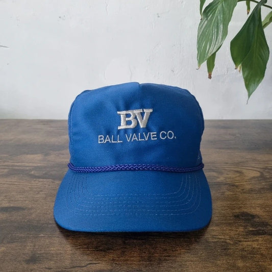 Vintage American Trucker Hat Snapback cap one size adjustable blue ball valve