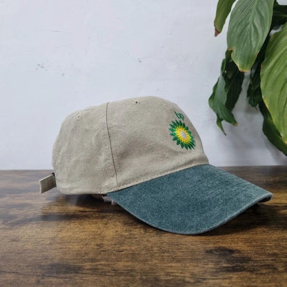 Vintage American Baseball Hat Snapback cap one size adjustable BP petrol khaki green