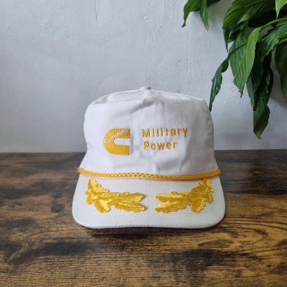 Vintage American Trucker Hat Snapback cap one size adjustable military power white