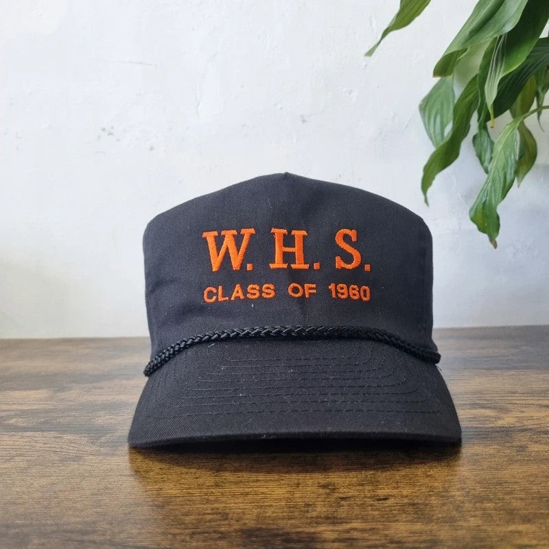 Vintage American Trucker Hat Snapback cap one size adjustable black W.h.s. class of 1980