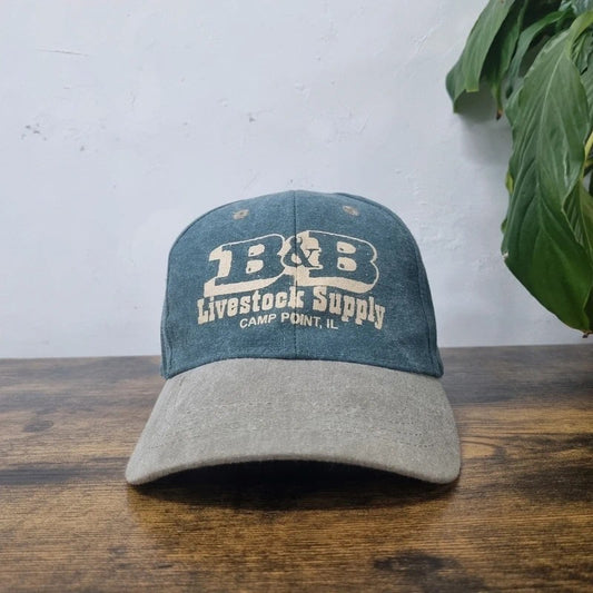 Vintage American Baseball Hat Snapback cap one size adjustable green livestock supply