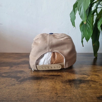 Vintage American baseball Hat Snapback cap one size adjustable beige navy bank of bloomsdale
