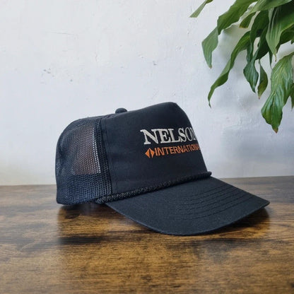 Vintage American Trucker Hat Snapback cap one size adjustable Nelson Black