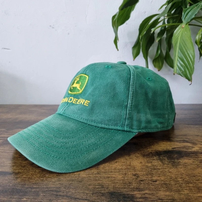 Vintage John Deere Baseball Hat Strapback cap one size adjustable green