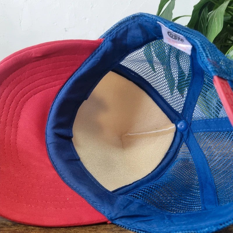 Vintage American Trucker Hat Snapback cap one size adjustable blue white friends don't lie