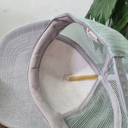 Vintage American Trucker Hat Snapback cap one size adjustable grey track and field 90s