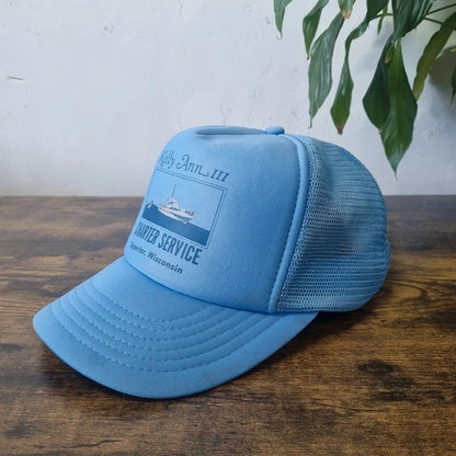 Vintage American Trucker Hat Snapback cap one size adjustable blue Kelly Ann Charter Ship