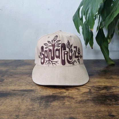 Vintage Santa Cruz Baseball Hat Snapback cap size L XL beige brown