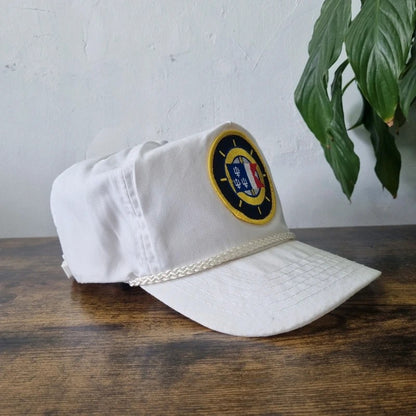 Vintage American Trucker Hat Snapback cap one size adjustable white captain nautical