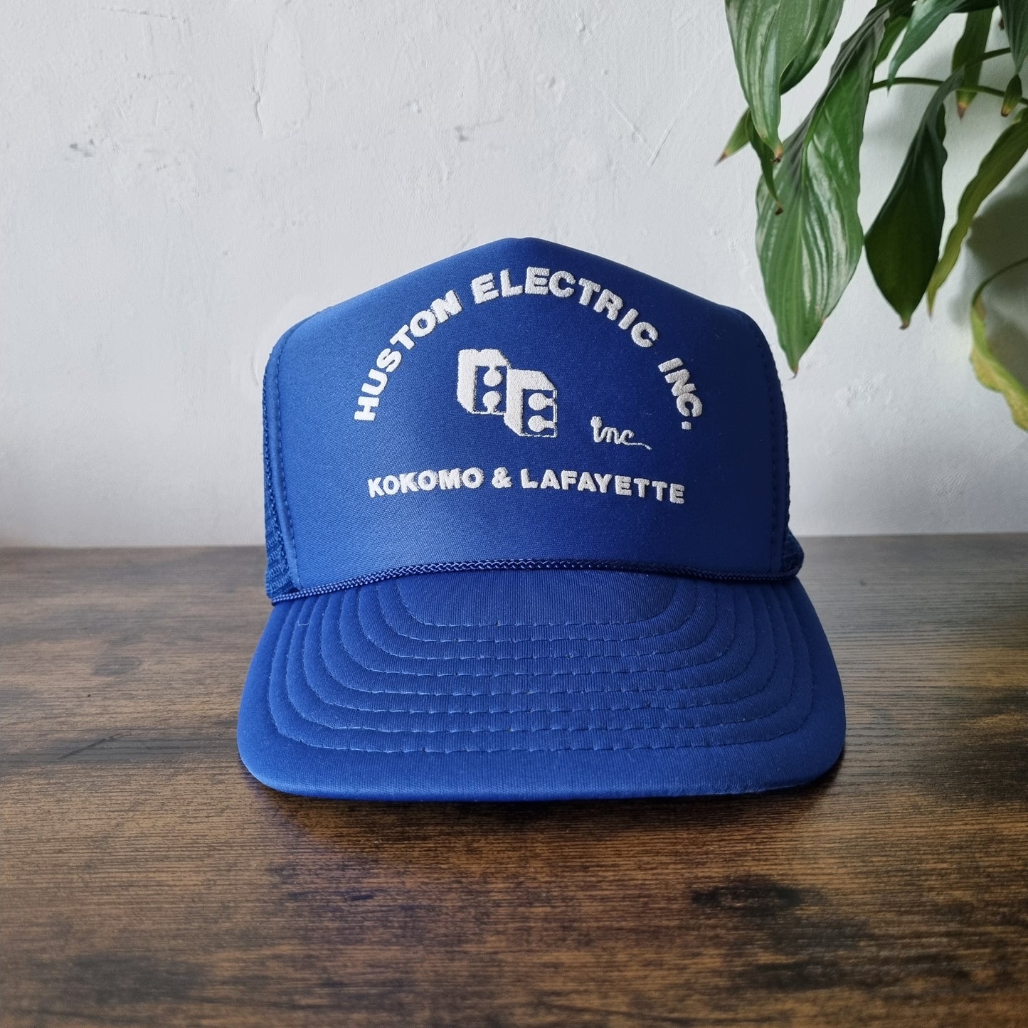 Vintage American Trucker Hat Snapback cap one size adjustable Blue Houston Elec