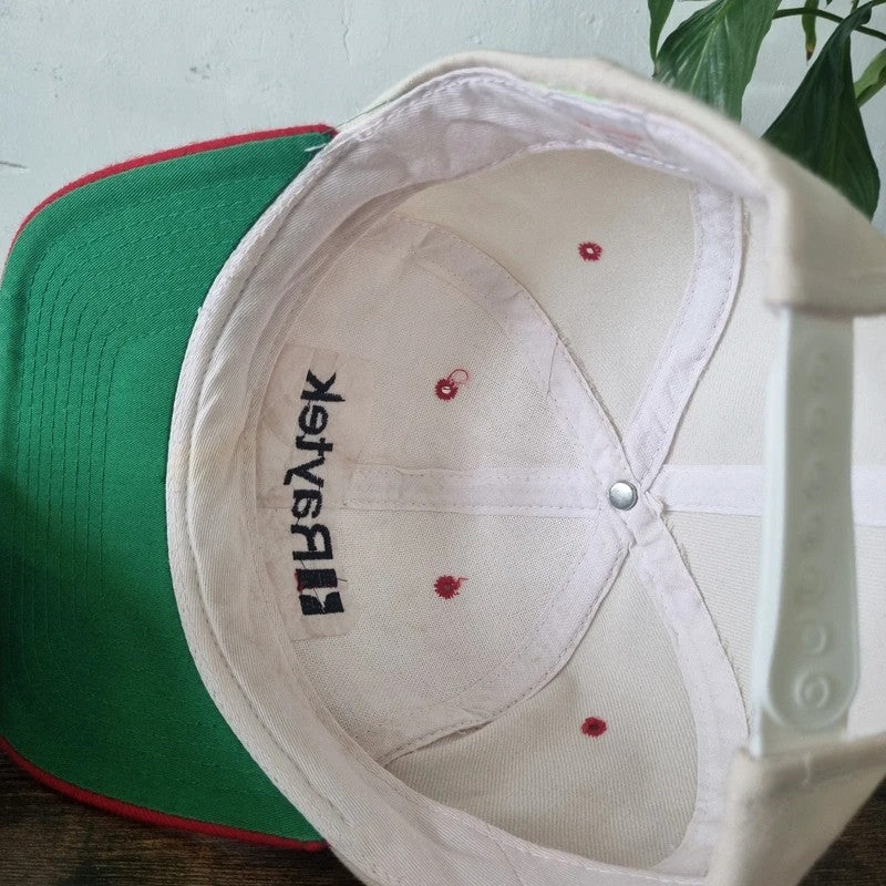 Vintage American Baseball Hat Snapback cap one size adjustable cream red raytek