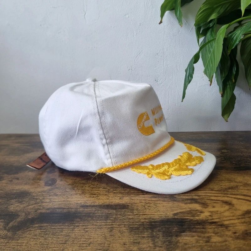Vintage American Trucker Hat Snapback cap one size adjustable military power white