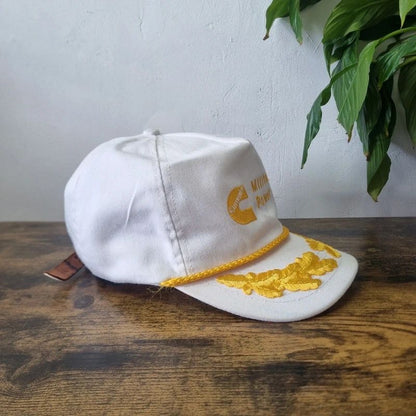 Vintage American Trucker Hat Snapback cap one size adjustable military power white