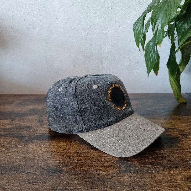 Vintage American Trucker Hat Snapback cap one size adjustable grey beige Scherzer & Associates