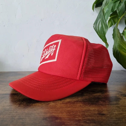 Vintage American Trucker Hat Snapback cap one size adjustable red schlitz