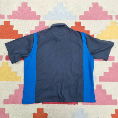 Vintage Dickies Boxy Fit Cropped Shirt Short Sleeve large plain grey Button Up Skater Y2K Surf