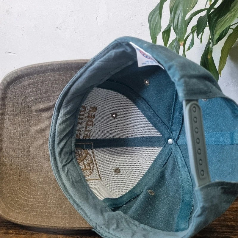Vintage American Baseball Hat Snapback cap one size adjustable green beige elder fluid power