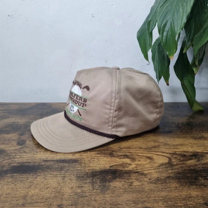 Vintage American Trucker Hat Snapback cap one size adjustable beige golfers roundup golf