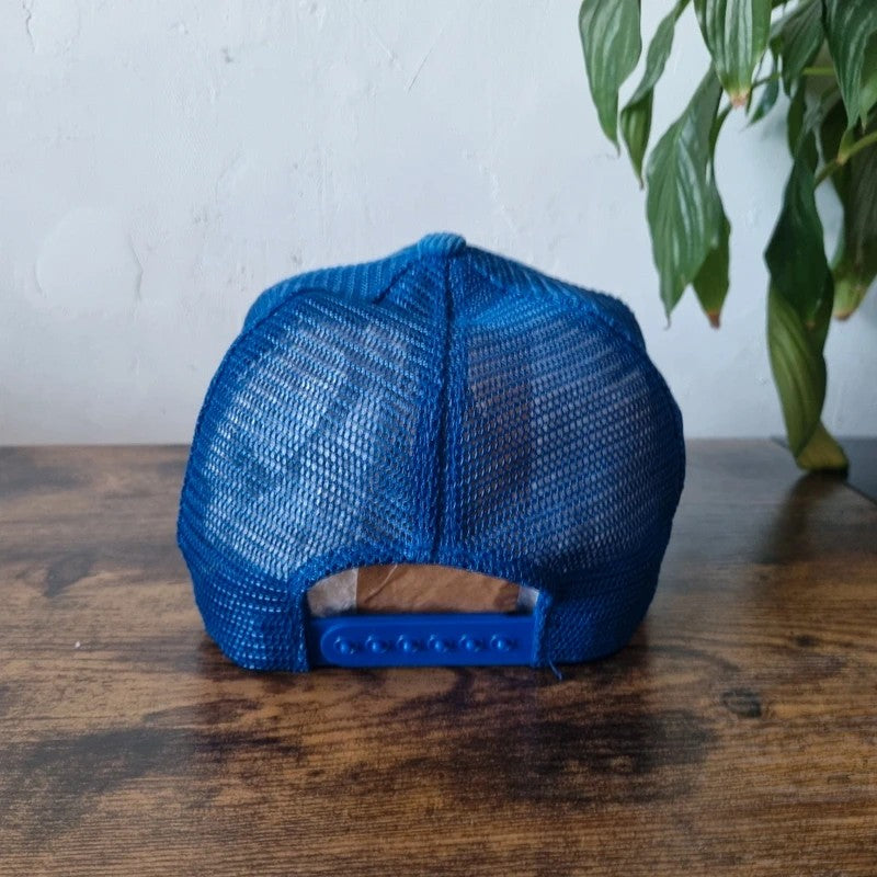 Vintage American Trucker Hat Snapback cap one size adjustable midland radio blue