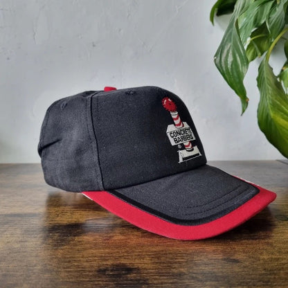 Vintage American Baseball Hat Snapback cap one size adjustable black red concrete barber